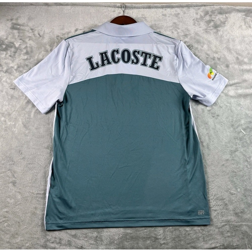 Lacoste Sport Polo Shirt Mens Medium Tennis Miami Open Ultra Dry Big Logo READ